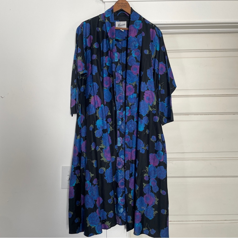 Vintage 1950s Floral Cotton Duster Robe Wrap